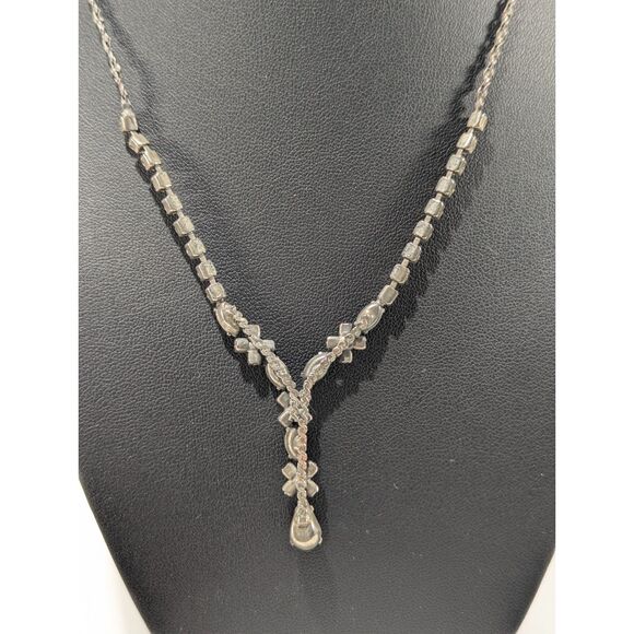 Clear and Blue Rhinestone Necklace Bracelet Set - Picture 5 of 6